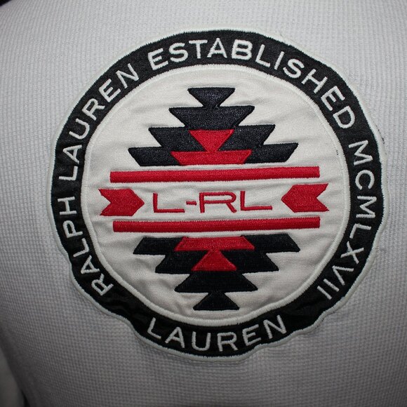 VTG L-RL Lauren Ralph Lauren Active Waffle Knit 1/4 Zip Aztec Logo Long Sleeve - Picture 7 of 14